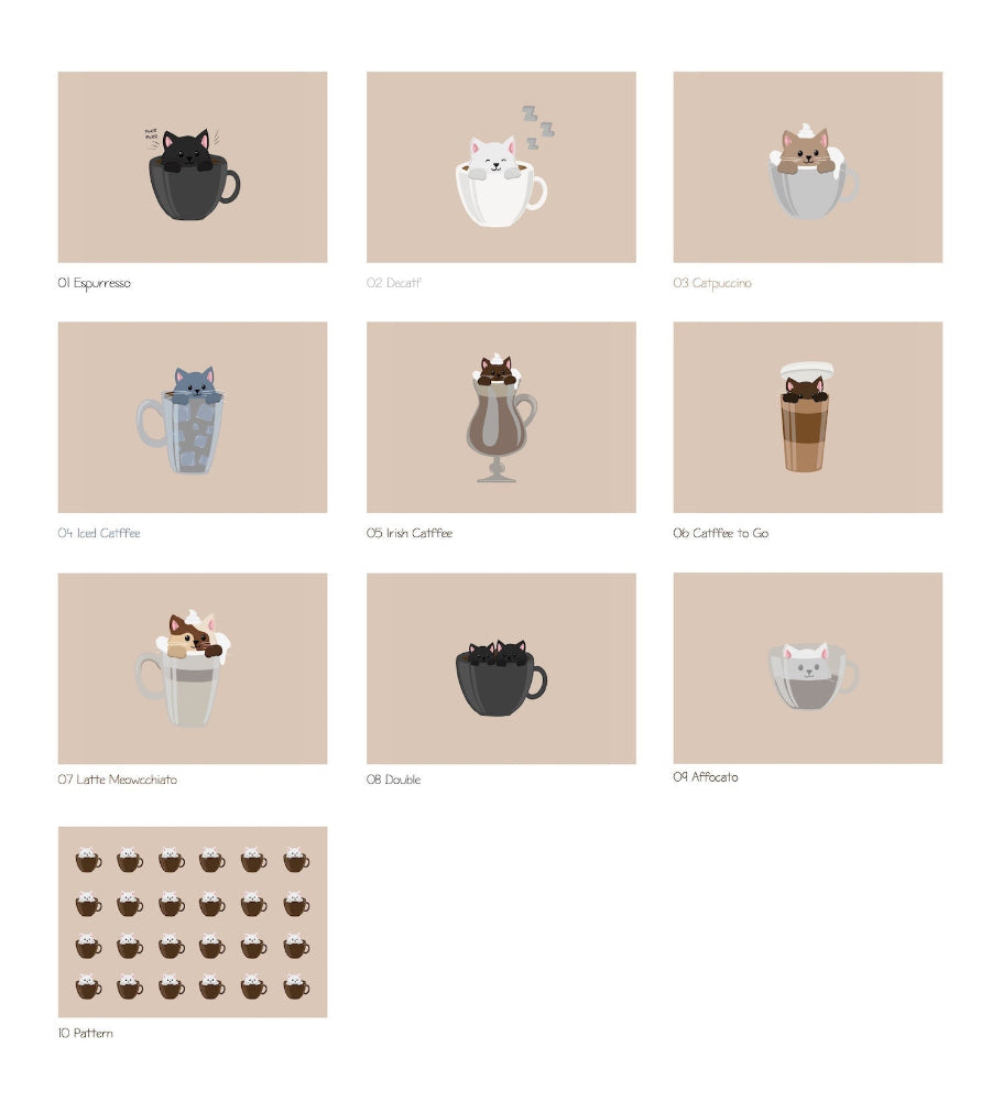 Postkarten-Set „Coffee Cats“ Marli Designstudio