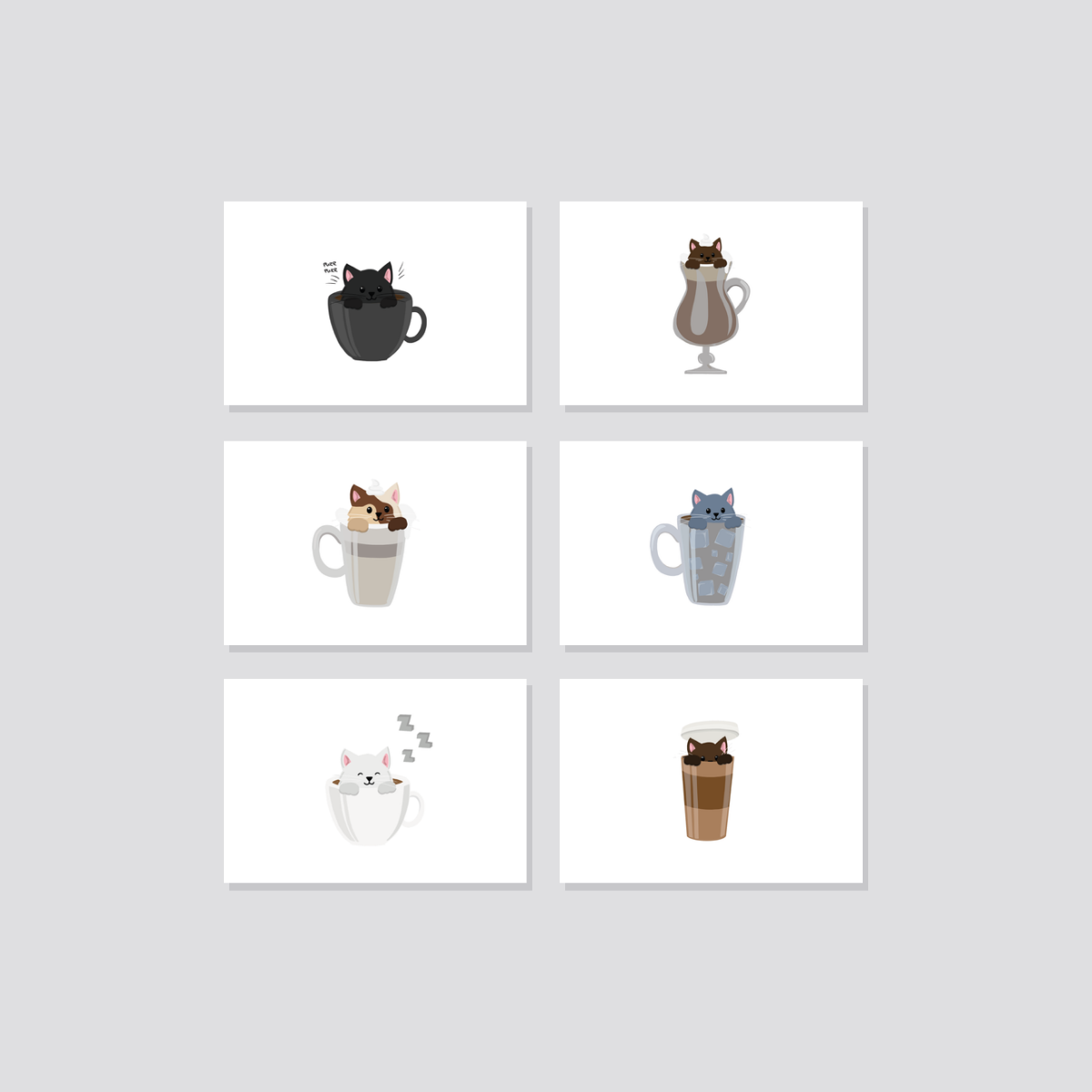 Postkarten-Set „Coffee Cats“ weiß Marli Designstudio