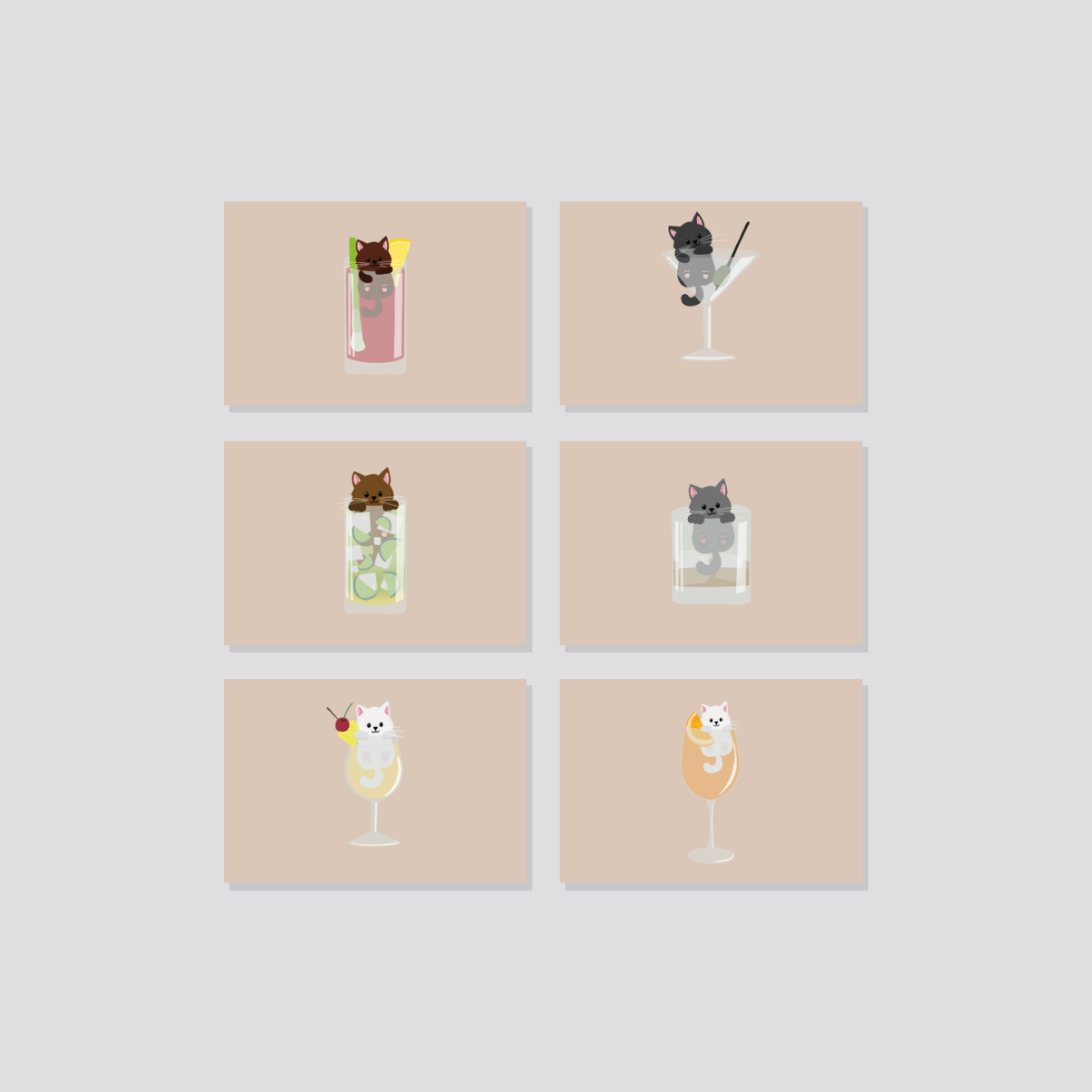 Postkarten-Set „Cocktail Cats“ Marli Designstudio
