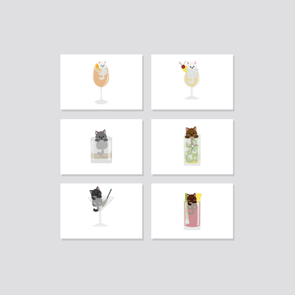 Postkarten-Set „Cocktail Cats“ weiß Marli Designstudio