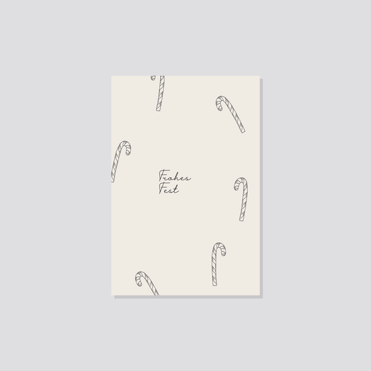 Weihnachtspostkarte „Frohes Fest Zuckerstangen" Marli Designstudio