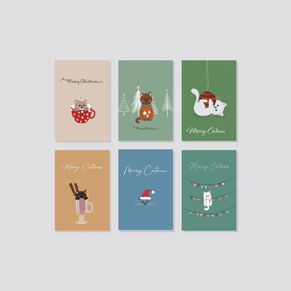 Postkarten-Set „Merry Catmas“ Marli Designstudio