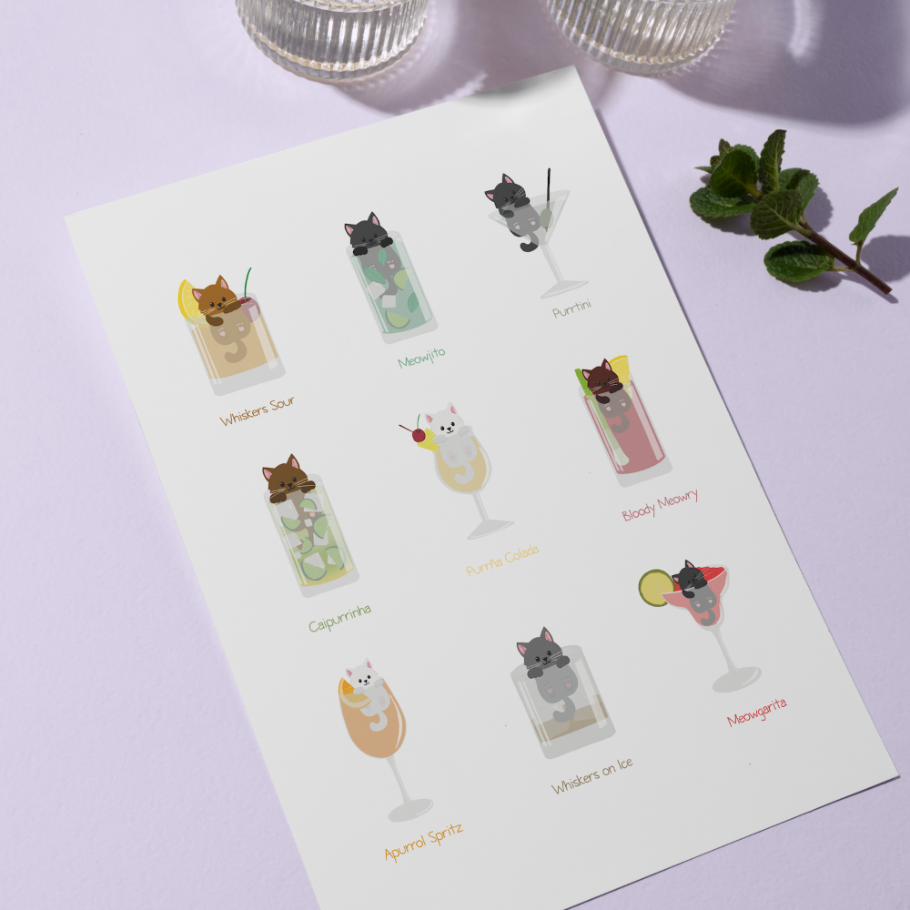 Poster „Cocktail Katzen“ Marli Designstudio