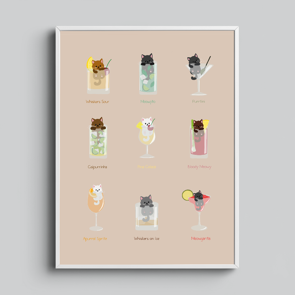 Poster „Cocktail Katzen“ Marli Designstudio