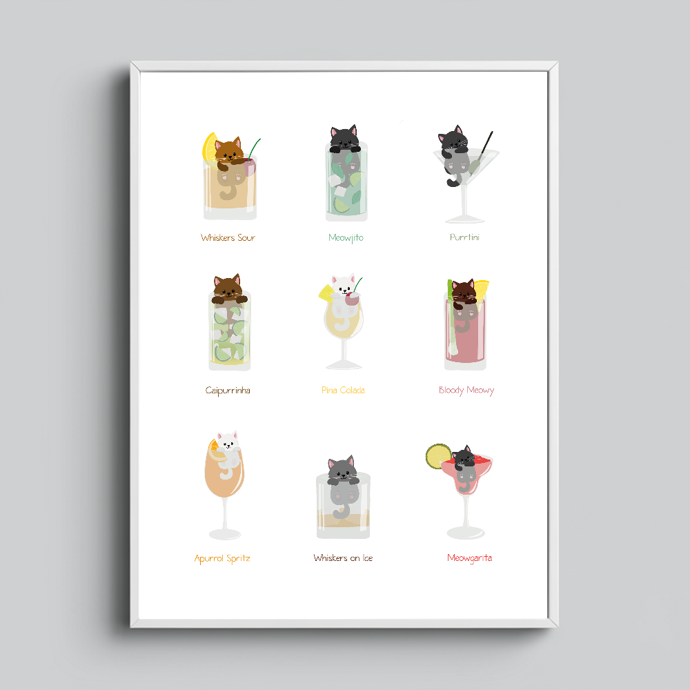 Poster „Cocktail Katzen“ Marli Designstudio