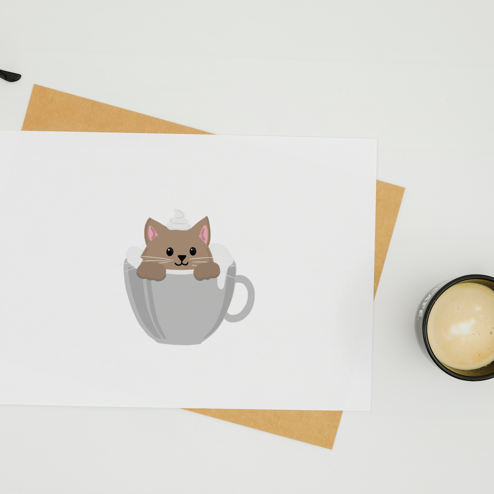Postkarten-Set „Coffee Cats“ weiß Marli Designstudio
