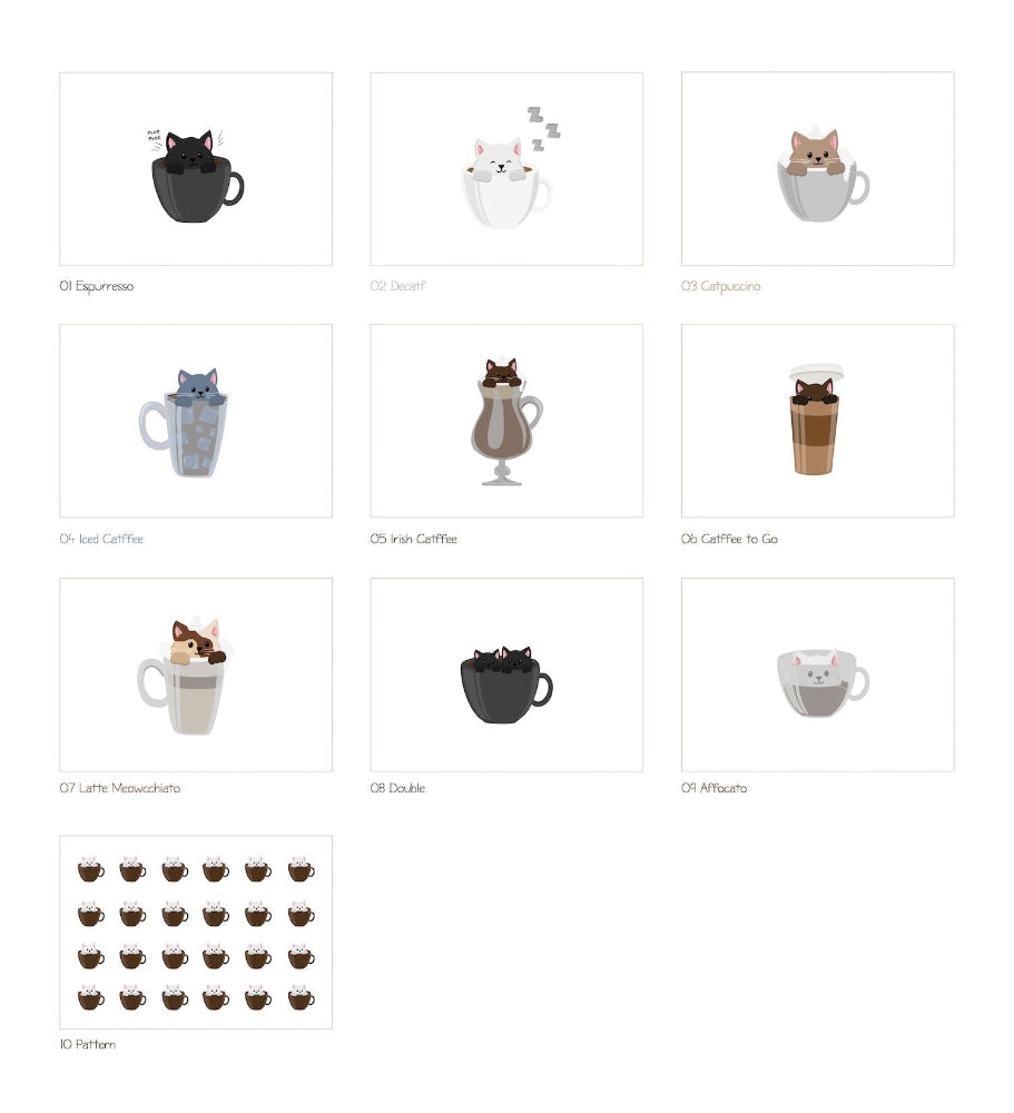Postkarten-Set „Coffee Cats“ Marli Designstudio